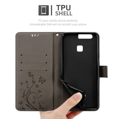 Huawei P9 PLUS Plånboksfodral Skal (Grå)