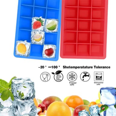 2x Isterningformar Iskubs låda Iskubbrickor Set (Röd)