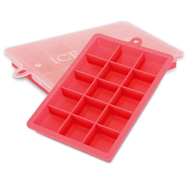 2x Isterningformar Iskubs låda Iskubbrickor Set (Röd)