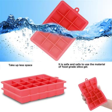 2x Isterningformar Iskubs låda Iskubbrickor Set (Röd)