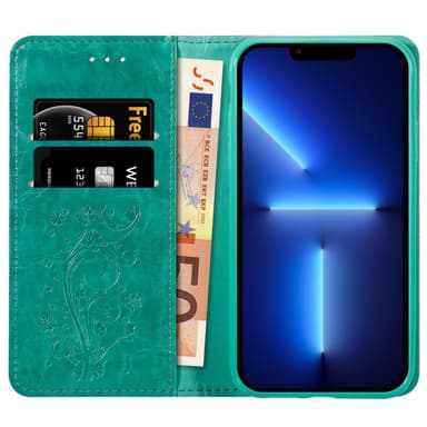 iPhone 13 PRO MAX Plånboksfodral Skal (Turkos)