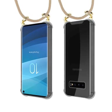 Samsung Galaxy S10 4G Skal Fodral Kedja (Brun)