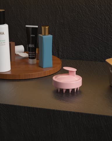 Silikon Massageborste för hårbotten  (Rosa)