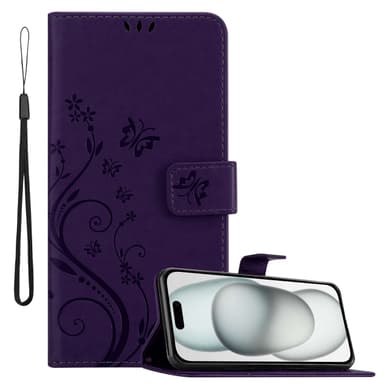 iPhone 15 PLUS Plånboksfodral Skal (Lila)