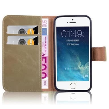 iPhone 5 / 5S / SE 2016 Plånboksfodral Skal (Brun)