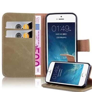 iPhone 5 / 5S / SE 2016 Plånboksfodral Skal (Brun)