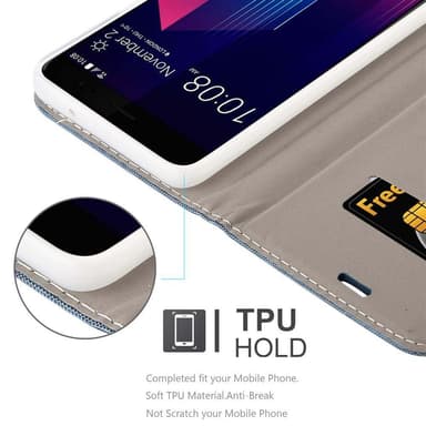 HTC U11 PLUS Plånboksfodral Skal (Blå)