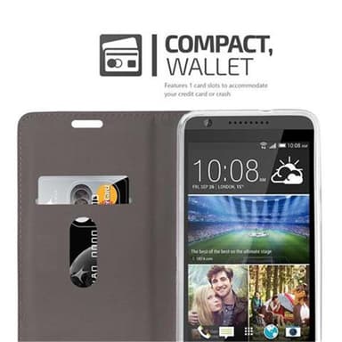 HTC Desire 820 Plånboksfodral Skal (Grå)