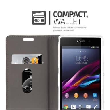 Sony Xperia Z1 Plånboksfodral Skal (Grå)