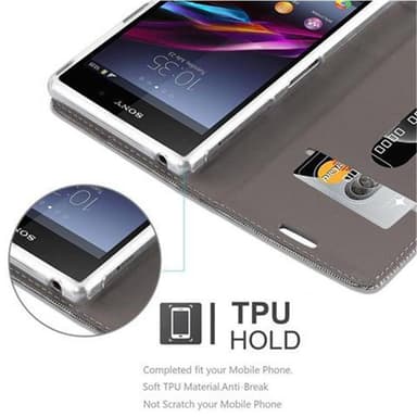 Sony Xperia Z1 Plånboksfodral Skal (Grå)
