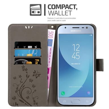Samsung Galaxy J3 2017 Plånboksfodral Skal (Grå)