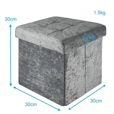 Hopfällbar Sittpall Sittkub 30x30x30cm Fotstöd (grå)
