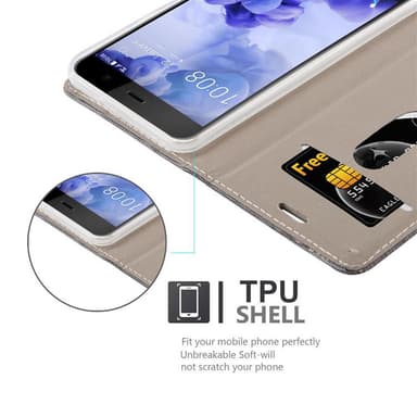 HTC U PLAY Plånboksfodral Skal (Grå)