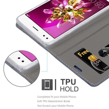 Huawei Enjoy 7 Plånboksfodral Skal (Blå)