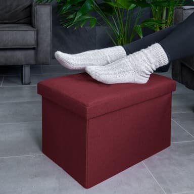 Hopfällbar Sittpall 49x30x30 cm Fotstöd (röd)