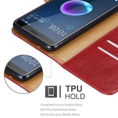 HTC Desire 12 Plånboksfodral Skal (Röd)