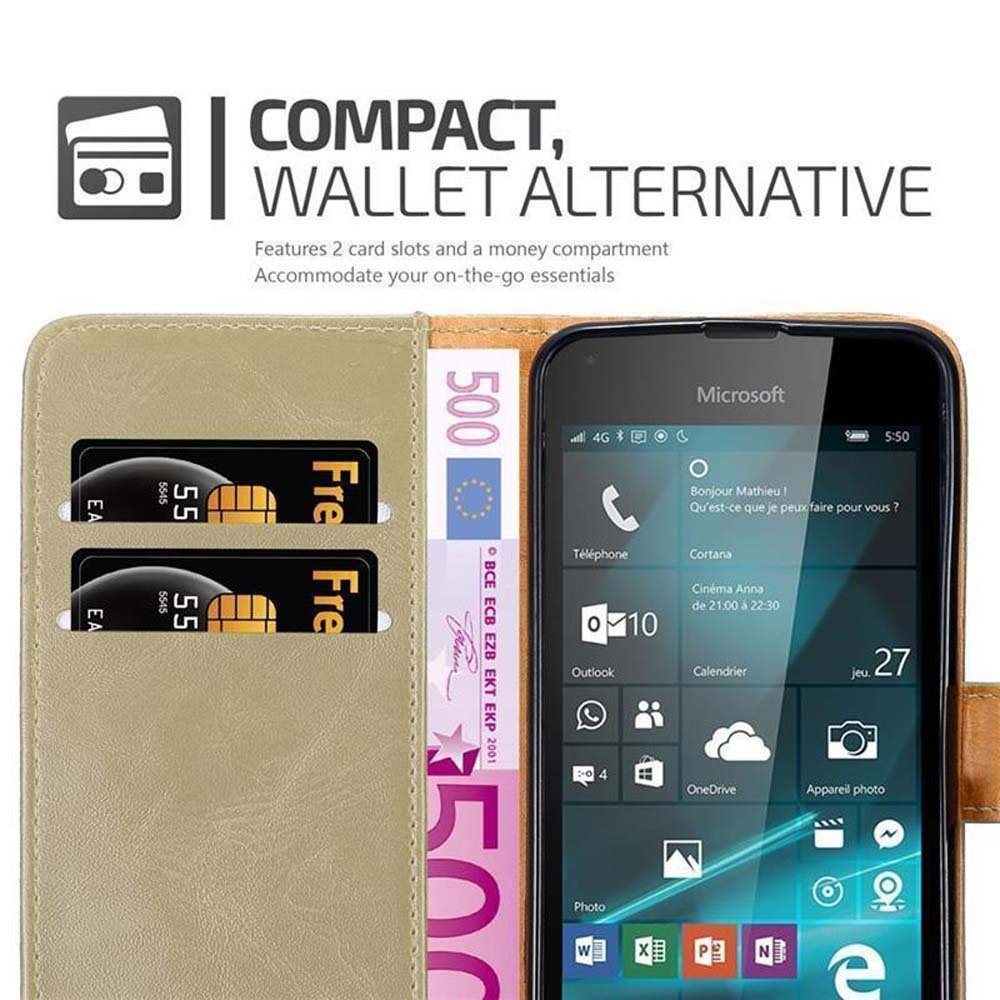 Nokia Lumia 550 Plånboksfodral Skal (Brun)
