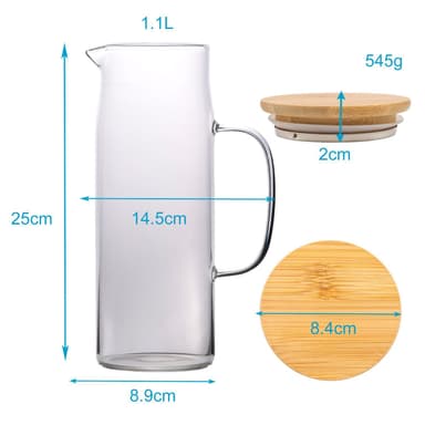 Karaff Tekanna med bambulock 1.6 L Borosilikatglas