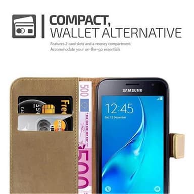 Samsung Galaxy J1 2016 Plånboksfodral Skal (Brun)