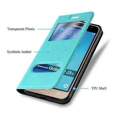 Samsung Galaxy J3 2016 Plånboksfodral Skal (Turkos)