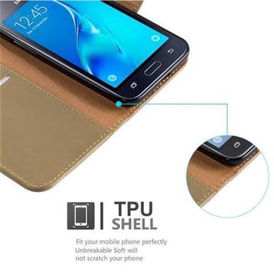 Samsung Galaxy J1 2016 Plånboksfodral Skal (Brun)