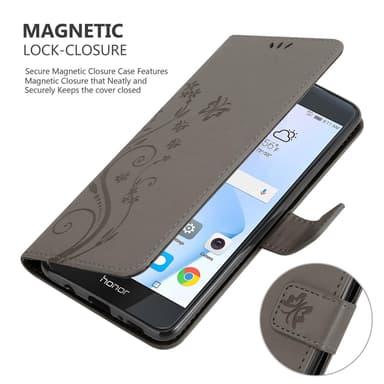 Honor 8 / 8 PREMIUM Plånboksfodral Skal (Grå)