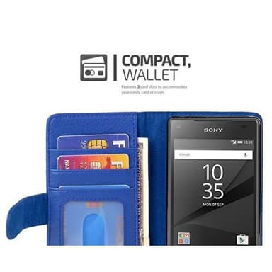 Sony Xperia Z5 COMPACT Plånboksfodral Skal (Blå)