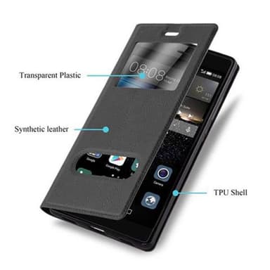Huawei P8 Plånboksfodral Skal (Svart)