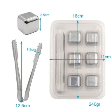 Whiskeystenar 6x iskuber kylstenar Kylkuber (silver)
