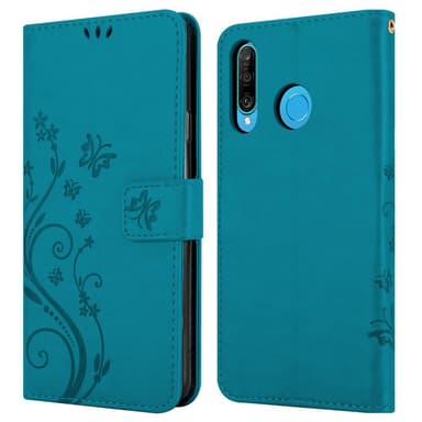 Huawei P30 LITE Plånboksfodral Skal (Blå)