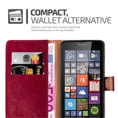 Nokia Lumia 640 Plånboksfodral Skal (Röd)