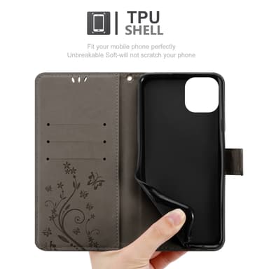 iPhone 14 Plånboksfodral Skal (Grå)