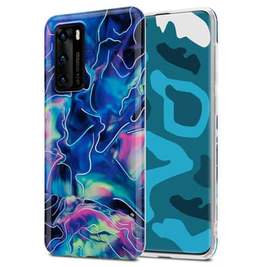 Huawei P40 Plånboksfodral Skal (Blå)