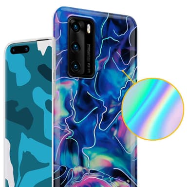Huawei P40 Plånboksfodral Skal (Blå)