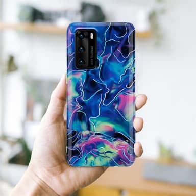 Huawei P40 Plånboksfodral Skal (Blå)