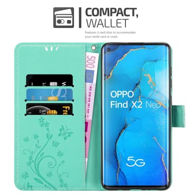 Oppo FIND X2 NEO Plånboksfodral Skal (Turkos)