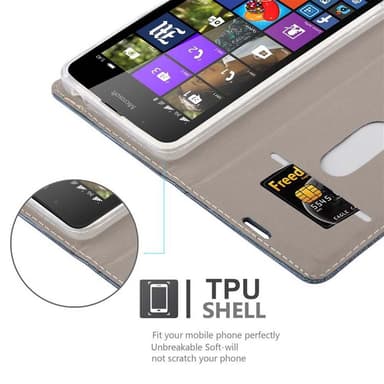 Nokia Lumia 540 Plånboksfodral Skal (Blå)