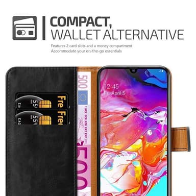 Samsung Galaxy A70 / A70s Plånboksfodral Skal (Svart)