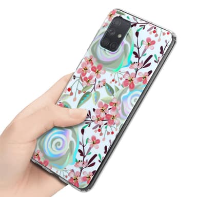 Samsung Galaxy A71 4G Fodral Skal Blommor (Vit)