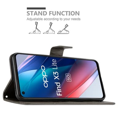 Oppo FIND X3 LITE Plånboksfodral Skal (Grå)