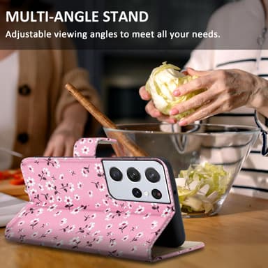 Samsung Galaxy S22 ULTRA Plånboksfodral Skal (Rosa)