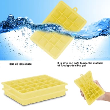 2x Isterningformar Iskubs låda Iskubbrickor Set (Gul)
