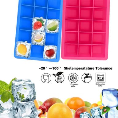 2x Isterningformar Iskubs låda Iskubbrickor Set (Blå)