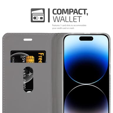iPhone 14 PRO MAX Plånboksfodral Skal (Grå)