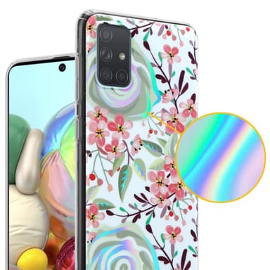Samsung Galaxy A71 4G Fodral Skal Blommor (Vit)