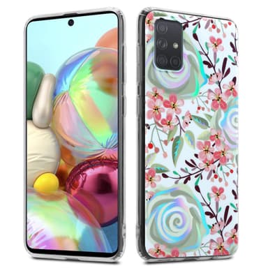 Samsung Galaxy A71 4G Fodral Skal Blommor (Vit)