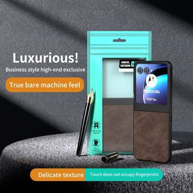 SKALO Motorola Razr 50 5G ABEEL PU-Läder Fold Skal - Brun