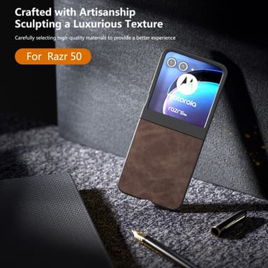 SKALO Motorola Razr 50 5G ABEEL PU-Läder Fold Skal - Brun