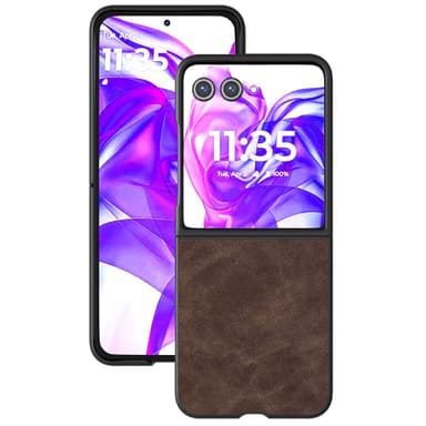 SKALO Motorola Razr 50 Ultra 5G ABEEL PU-Läder Fold Skal - Brun