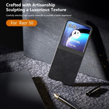 SKALO Motorola Razr 50 5G ABEEL PU-Läder Fold Skal - Svart